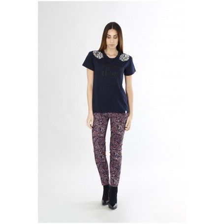 Cafe Noir T SHIRT CON SPALLE RICAMATE - C7JT0075