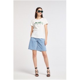 Cafe Noir TSHIRT BE NOIR STAMPA GLITTERATA - C7JT0101