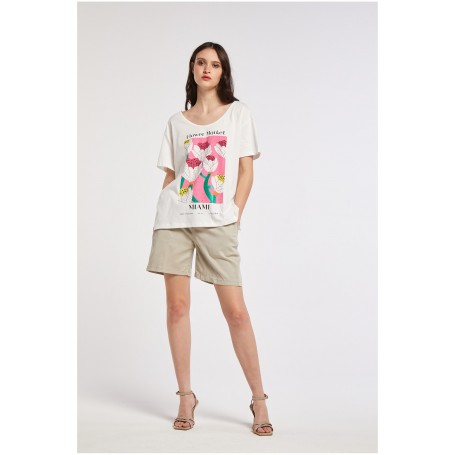 Cafe Noir TSHIRT STAMPA FLOWER MARKET MIAMI - C7JT0103