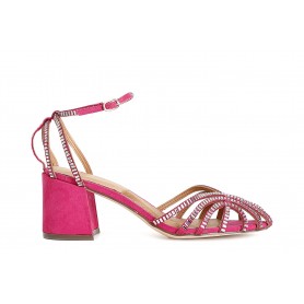 Cafe Noir SANDALO A GABBIA LACCIO ALLA CAVIGLIA IN MICROFIBRA E STRASS - C1LM9002