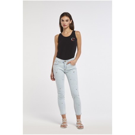 Cafe Noir PANTALONE SKINNY CON STRAS - C7JJ0101