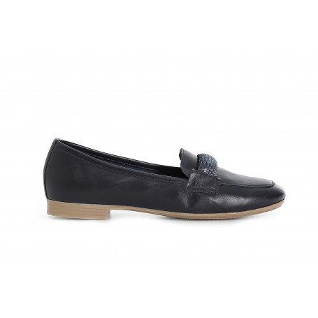 Cafe Noir MOCASSINO IN PELLE CON PASSANTE IN MICROSTRASS - C1EG4001