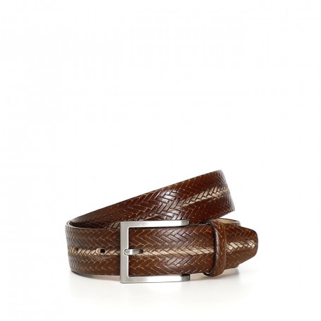 Cafe Noir CINTURA UOMO IN PELLE CON STAMPA INTRECCIO - C4CM0402