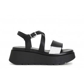 Cafe Noir SANDALO INCROCIO IN PELLE SU ZEPPA - C1HP1050