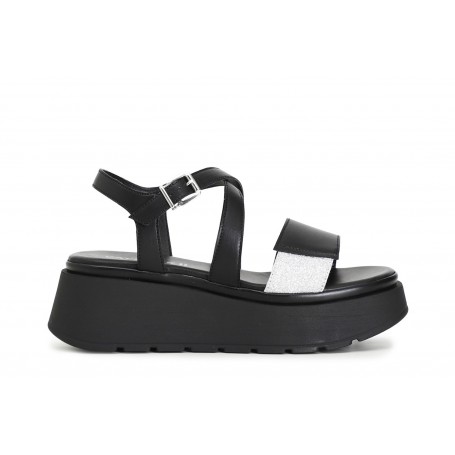 Cafe Noir SANDALO INCROCIO IN PELLE SU ZEPPA - C1HP1050