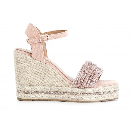 Cafe Noir SANDALO GILDA IN RAFIA E TESSUTO CON ZEPPA CORDA - C1HM9050