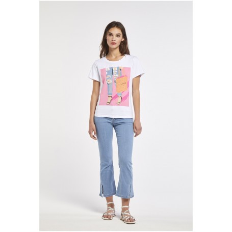 Cafe Noir TSHIRT STAMPA DENIM - C7JT0105