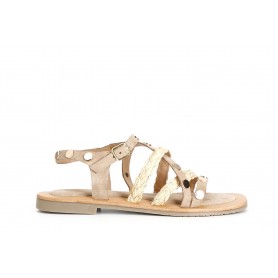 Cafe Noir SANDALO ASIMMETRICO IN PELLE SCAMOSCIATA E RAFFIA - C1GH5002