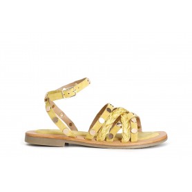 Cafe Noir SANDALO IN PELLE SCAMOSCIATA E RAFFIA CON LACCIO ALLA CAVIGLIA - C1GH5009