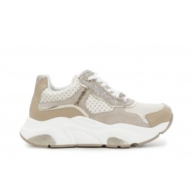 Cafe Noir SNEAKERS ALLACCIATA IN PELLE,RASO E GLITTER - C1DA1140