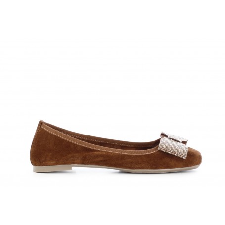 Cafe Noir BALLERINA  IN PELLE SCAMOSCIATA CON FIOCCO IN MICROSTRASS - C1EH5004