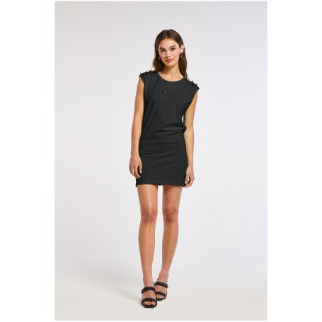Cafe Noir MINIDRESS CON BOTTONI E STAMPA LOGO - C7JT0097