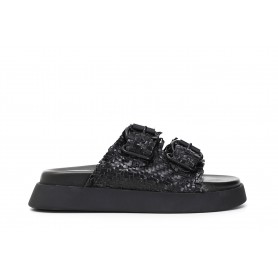 Cafe Noir CIABATTE 2 FIBBIE IN PELLE INTRECCIATA - C1FF7210