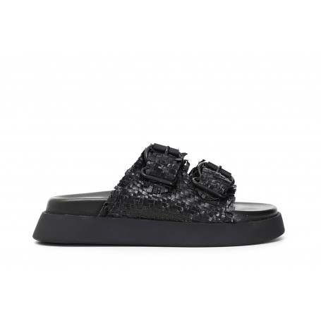 Cafe Noir CIABATTE 2 FIBBIE IN PELLE INTRECCIATA - C1FF7210