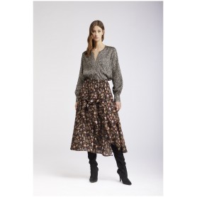 Cafe Noir GONNA CON RUCHES GEORGETTE STAMPATA - C7JO0042