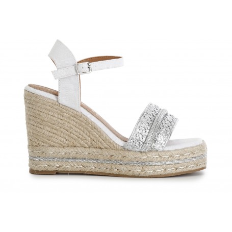 Cafe Noir SANDALO GILDA IN RAFIA E TESSUTO CON ZEPPA CORDA - C1HM9050