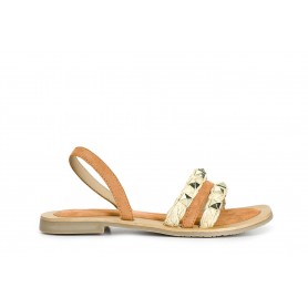Cafe Noir SANDALO IN PELLE SCAMOSCIATA E RAFFIA CON BORCHIE - C1XJ5002