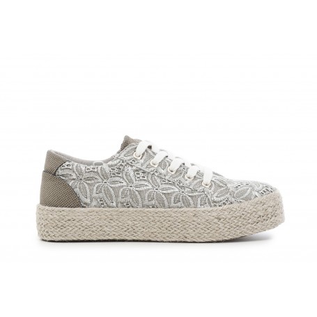 Cafe Noir SNEAKER FASCIA CORDA IN CANVAS RICAMATO - C1DG9050