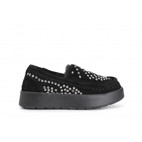 Cafe Noir MOCASSINO IN PELLE SCAMOSCIATA CON STRASS BORCHIE E INFILATURE - C1DZ6004