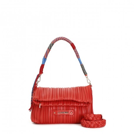 Cafe Noir BORSA A SPALLA MORBIDA CON PLISSETTATURA, MANICO A TRECCIA E CORDONCINO COLORATO - C3WG0403