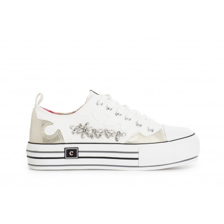 Cafe Noir SNEAKERS MID IN TESSUTO CON PATCH STRASS - C1DM9128