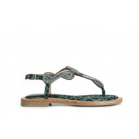 Cafe Noir SANDALO INFRADITO IN CAMOSCIO E STAMPA MACULATA CON ACCESSORIO STRASS - C1GC5001