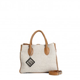 Cafe Noir BAULETTO IN RAFFIA ,CON RIFINITURE IN PELLE E CIONDOLO - C3XH0004