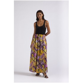 Cafe Noir ABITO LUNGO CON  TOP LAVORATO A CROCHETE GONNA STAMPATA - C7JA0183