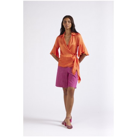 Cafe Noir CAMICIA INCROCIATA IN SATIN - C7JC0124