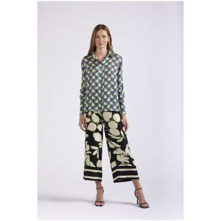 Cafe Noir CAMICIA  IN SATIN DI VISCOSA STAMPATA - C7JC0125
