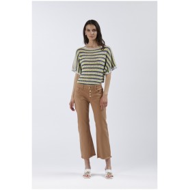 Cafe Noir PANTALONE BOOTCUT CROPPED IN BULL DENIM - C7JJ0135