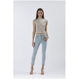 Cafe Noir PANTALONE JEANS SKINNY CON CASTONI MULTICOLOR - C7JJ0137