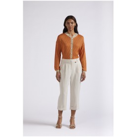 Cafe Noir PANATALONE CROPPED CON RISVOLTO IN MISTOLINO - C7JP0180