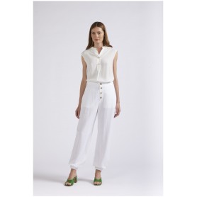 Cafe Noir PANATALONI CON BOTTONI AVISTA E ELESTICO AL FONDO - C7JP0183