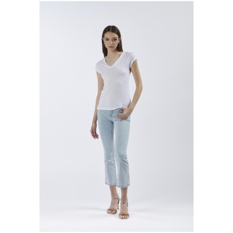 Cafe Noir T SHIRT SCOLLO A V CON PLACCHETTE ALLE SPALLE - C7JT0152