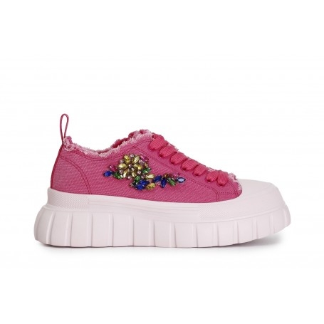 Cafe Noir SNEAKER ALLACCIATA CON FRANGE AI BORDI E PATCH STRASS - C1DG9002