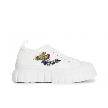 Cafe Noir SNEAKER ALLACCIATA CON FRANGE AI BORDI E PATCH STRASS - C1DG9002