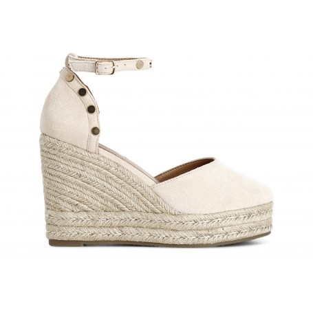 Cafe Noir DÃCOLLETÃ IN TESSUTO CON BORCHIE SU ZEPPA CORDA - C1XA9000