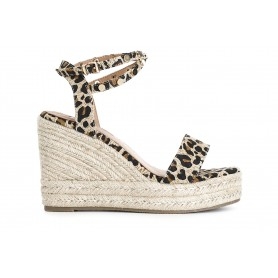 Cafe Noir SANDALI IN CANVAS STAMPATO CON BORCHIE SU ZAPPA CORDA - C1XA9004