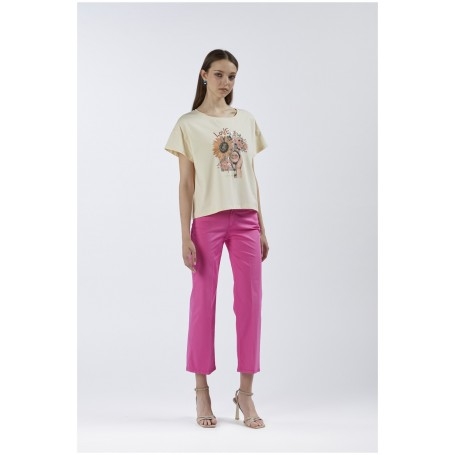 Cafe Noir TSHIRT CON STAMPA GIRASOLE - C7JT0169