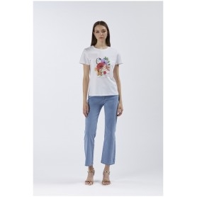 Cafe Noir TSHIRT CON STAMPA FLOREALE E VOLTO - C7JT0170