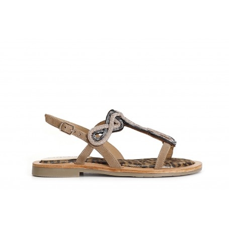 Cafe Noir SANDALO INFRADITO IN CAMOSCIO E STAMPA MACULATA CON ACCESSORIO STRASS - C1GC5003