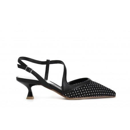 Cafe Noir SCARPA APERTA DIETRO MODELLO ASIMMETRICO RETINA CON STRASS DAVANTI - C1EF9003