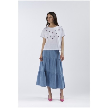 Cafe Noir TSHIRT CON APPLICAZIONE DI STRAS SUL DAVANTI - C7JT0167