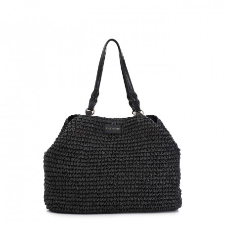 Cafe Noir TOTE A LAVORAZIONE CROCHET CON CHARM COLORATO A CUORE CON BORDO IN RAFIA - C3VA0601