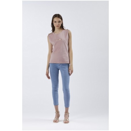 Cafe Noir TSHIRT SMANICATA CON BOTTONI E STAMPA LOGO - C7JT0154