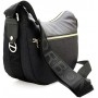 BORBONESE LUNA BAG" MIDDLE IN JET O.P. E PELLE CON TASCA ESTERNA
