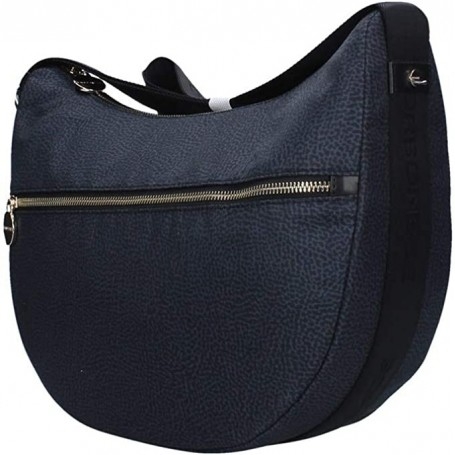 Borbonese LUNA MEDIUM IN JET OP marrone classico con tasca esterna chiusura zip