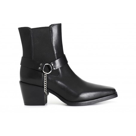 Cafe Noir TRONCHETTO IN PELLE CON ELASTICO E CAVIGLIERA REMOVIBILE - C1HB1003