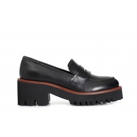 Cafe Noir MOCASSINO IN PELLE CON SUOLA NERA E GUARDOLO COLORATO - C1XV1230